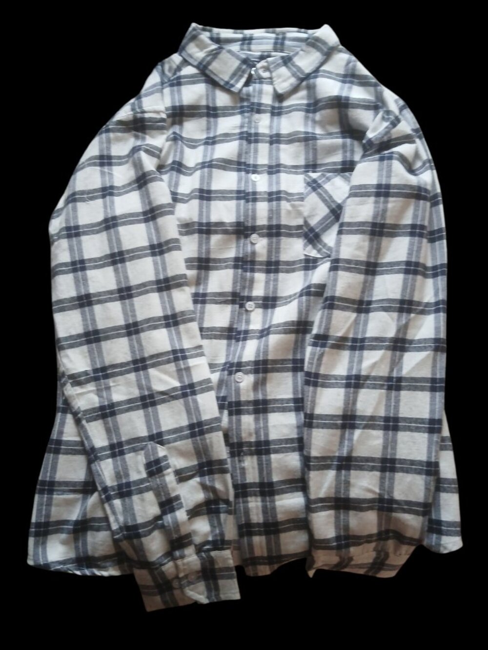 White Black Plaid Long Sleeve Button Up Shirt